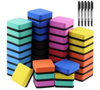 Tanstic Lot de 45 gommes effaçables à sec avec marqueurs effaçables à sec, effaceur magnétique pour tableau blanc, effaceur à sec pour salle de classe, maison et bureau (8 couleurs, 5,1 x 5,1 x 1,9