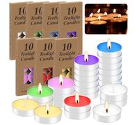 Tanstic Lot de 70 Bougies Chauffe-plat, 7 Couleurs Bougies Chauffe-plat Coupelle Aluminium, Bougie de Thé en Vrac, Bougie Sans Fumée Sans Goutte Non Parfumée pour Mariages, Cire Fondue, Décorations