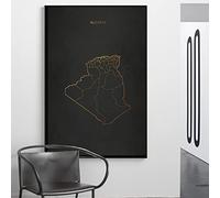 TANYANG Ligne D’Or Noir Algérie Carte Toile Mur Art Imprimer Moderne Affiche Mur Photos Salon Décor 30X40Cm Sans Cadre