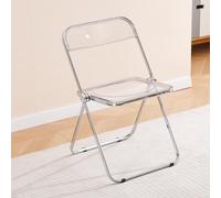 TAO ONE Chaise pliante en acrylique : chaise moderne en chrome transparent - siège transparent en cristal Lucite - Élégante chaise pliable empilable en plastique pour salle à manger, salon, coiffeuse