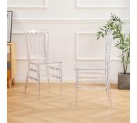 TAO ONE Clear Napoleon Lot de 2 chaises en acrylique transparent, chaises de salle à manger en plastique modernes, chaises en cristal transparent sans bras pour mariage, banquet, fête, événement