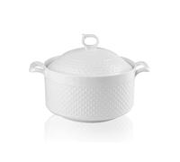 TAOCIGOU Soupière créamique blanche avec couvercles, grand bol de service à soupe en porcelaine avec poignée, passe au micro-ondes, au lave-vaisselle et au four 3,6 l