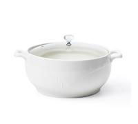 TAOCIGOU Soupière en céramique avec couvercle, grande capacité de 3,5 l, bol à soupe en porcelaine, avec deux poignées, passe au micro-ondes, au lave-vaisselle et au four, blanc