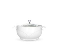 TAOCIGOU Terrine en céramique pour soupe avec couvercle, capacité de 2,5 L, bols à soupe avec poignée pour soupe ou ragoûts, passe au four, au micro-ondes et au lave-vaisselle, Blanc