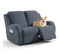 TAOCOCO Housse de Fauteuil Relax Extensible en Jacquard, Housse pour Canapé Relax Electrique avec Poche, Douce et Lavable, Anti-Taches, Adaptée aux Enfants, Chats et Chiens(2 Places, Gris Foncé)