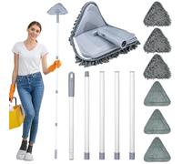 TAOPE Mop pour Murs & Fenêtres, Nettoyeur de Plafond Outil de Dépoussiérage avec Un Long Manche de 200 cm, Balai Serpillere Pliable avec 6 pcs Microfibre Chenille pour Planchers et Plinthes