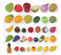 TaoQ C 35 Pièces Fruits Miniatures Artificiels en Résine Mini Fruit Réaliste Artisanat Miniatures Fruits Assortis Résineux Fraise Citron Banane pour Cuisine Jardin Gâteau Fête DIY Décoration