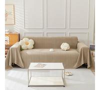 TAOTAOGO Housse de canapé pour canapé 1 2 3 4 Places, Couvre-canapé en Chenille Boho Lavable Recto-Verso avec Franges, pour canapé d'angle en L, Utilisable Toute l'année, Camel 180x380