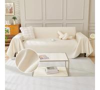 TAOTAOGO Housse de canapé pour canapé 1 2 Places, Couvre-canapé en Chenille Lavable Recto-Verso avec Franges, pour canapé d'angle en L, Utilisable Toute l'année, F Beige 180x260cm