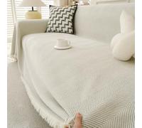 TAOTAOGO Jeté de Canapé XL Chenille 1-4 Places, Blanc cassé 230x380 cm | Jeté de canapé en chenille douce, extra large, pour canapé 3 à 4 places, chaise et lit, lavable, pour animaux, toutes saisons
