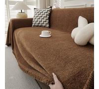 TAOTAOGO Jeté de Canapé XL Chenille 1-4 Places, Chocolat 180x380 cm | Jeté de canapé en chenille douce, extra large, pour canapé 3 à 4 places, chaise et lit, lavable, pour animaux, toutes saisons