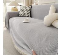 TAOTAOGO Jeté de Canapé XL Chenille 1-4 Places, Gris Clair 180x340 cm | Jeté de canapé en chenille douce, extra large, pour canapé 3 places, chaise et lit, lavable, pour animaux, toutes saisons