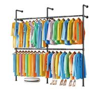 Taotigzu Portant à Vêtement Téléscopique Industriel,Système de Penderie Murale avec 4 Barres,Garde-Robe,Porte Manteau avec Tube Robuste,Capacité de Charge 440lb, 220x218 cm
