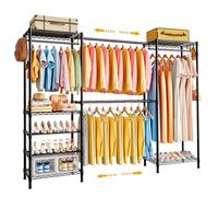 Taotigzu Porte-Vêtements sur Pied Extensible Intelligent - Cintre Télescopique 170-220cm avec 4 Barres & 7 Étages - Noir - Gain de Place Maximal - Installation Facile