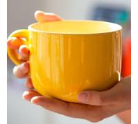 Taoyanmo Grand bol à soupe en céramique, 650 ml, passe au micro-ondes, pour lait, salade, cappuccino, céréales, jaune