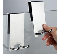 Taozun Lot de 2 crochets de porte de douche - Crochets de porte pour serviette de douche sans cadre pour porte de douche en verre sans cadre, crochets de raclette de douche en acier inoxydable