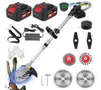 Tap&go Débroussailleuse sans fil pour batteries Makita, débroussailleuse 5 en 1 avec batterie et brosse anti-mauvaises herbes, batterie 21 V, avec 2 batteries 4,0 Ah et chargeur, moteur sans balais