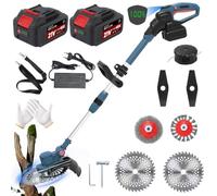 Tap&go Débroussailleuse sans fil pour batteries Makita, débroussailleuse 5 en 1 avec batterie et brosse anti-mauvaises herbes, batterie 21 V, avec 2 batteries 4,0 Ah et chargeur, moteur sans balais