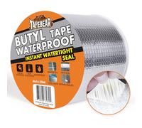TAPEBEAR Butyle en Étanche Ruban 100mm x 10m, Ruban De Papier D'Aluminium Butyle, Imperméables Ruban De Réparation Pour Fuite De Toit, Trou De Surface, Écart De Rebord De Fenêtre, Fissure De Tuyau