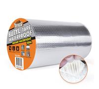 TAPEBEAR Butyle en Étanche Ruban 200mm x 10m, Ruban De Papier D'Aluminium Butyle, Imperméables Ruban De Réparation Pour Fuite De Toit, Trou De Surface, Écart De Rebord De Fenêtre, Fissure De Tuyau