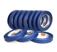 TAPEBEAR Lot de 10 rouleaux de ruban adhésif bleu résistant aux UV - Pour travaux de peinture, bords propres, aucun résidu - Ruban de masquage bleu étanche - 18 mm x 60 yards