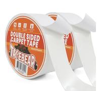 TAPEBEAR Ruban Adhésif Double Face Pour Tapis Extra Fort Fixation Tapis 50mm x 18M, Sans Résidus Ultrarésistant Antidérapant Pour Paillassons, Moquetteet, Carpettes, Lot de 2, Blanc