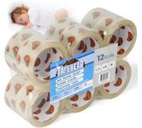 TAPEBEAR Ruban d’emballage silencieux, haute transparence améliorée, 66 µm x 4,8 cm x 50 m, recharges de ruban d’emballage, ruban d’expédition robuste pour scellage, stockage et déménagement, 12 roule