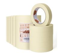 TAPEBEAR Ruban De Masquage De Peinture Beige Clair, Ruban Adhésif De Peinture à Usage Général, Pour la peinture, Décoration, l'étiquetage, les travaux manuels, 36 Rouleaux, 24mm x 60yard