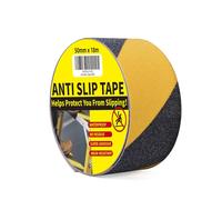 TAPEBEAR Ruban de sécurité 2 po x 60 pi Noir/Jaune Ruban adhésif antidérapant pour marches et escaliers intérieurs et extérieurs Étanche Forte adhérence Compatible avec plastique, bois, céramique, ver