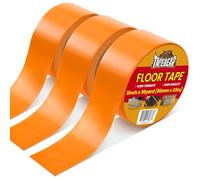 TAPEBEAR Ruban de Sol Orange Vinyle 50mm x 33m, Ruban de Signalisation Sécurité Antidérapant Imperméable, pour Marquage Avertissement Gymnase Entrepôt Signalétique Routière Codage Couleur, 3 Rouleaux