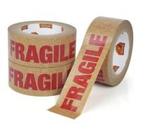 TAPEBEAR Ruban d'Emballage Fragile - Ruban Kraft Adhésif 50 mm x 50 m