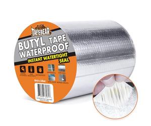 TAPEBEAR Ruban d'étanchéité en butyle imperméable en feuille d'aluminium pour réparation de toit de camping-car, joint d'étanchéité de bateau et tuyau, silicone, verre et EDPM, argenté - 150 mm x 10 m