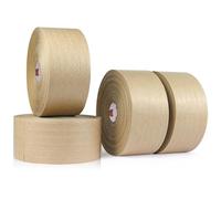 TAPEBEAR Ruban Gommé Activé à l'Eau 70mm x 116m, Ruban Renforcé Fibres en Papier Kraft Écologique et Biodégradable, pour Scellement Sécurisé Emballage et Expédition, 4 Rouleaux