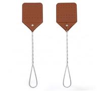 Tapette à Mouche Robuste en Cuir, Paquet de 2, poignée en Acier de 17.24 Pouces, Surface en PU pour Le contrôle intérieur et extérieur