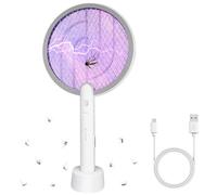 Tapette à mouches électrique 2 en 1 Raquette anti-insectes et piège à moustiques, rechargeable par USB avec batterie de 1200 mAh pour intérieur et extérieur, maison, jardin, terrasse, camping