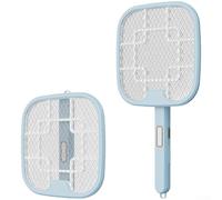 Tapette à mouches électrique rechargeable avec piège à lumière UV 2500 V Raquette anti-insectes pliable pour la maison et le jardin Vert 23 x 47 cm (bleu)