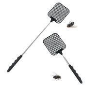 Tapette à Mouches Télescopique et Durable avec Poignée en Acier Inoxydable | 2 Pièces Tapettes à Mouches Extensible Tapetteà Mouche Main Pour moustiques, mouches et insectes (Noir)
