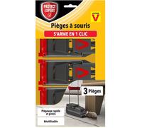 PROTECT EXPERT SOUTRAP3 Pieges a Souris-3 Tapettes Plastiques-Rapide, Precis Et Faciles A Utiliser, Incolore, Taille unique