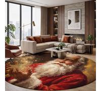 Tapi de Rond Style Magique De Noël pour Enfants, 80cm Tapis Père Noël Lumière Magique Et Brume Moelleux à Poils Courts - Lavable - Antidérapant pour Chambre d'enfant, Salle de Jeu, Descente de lit