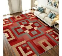Tapis 140 x 200 cm Poil Ras Ultra Doux, Moderne Abstrait Lavable en Machine et Antidérapant, Géométrique Cube Grille Tapis Chambre Interieur Salle à Manger, Bureau Cuisine