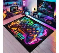 Tapis 3D Gamepad Motif de Manette de Jeu 120 x 160 cm, Tapis Manette De Jeux Coloré et Moderne De Grande Surface en et Antidérapante, Idéal pour Salon, Chambre De Garçon et Chambre d'Adolescent (E)