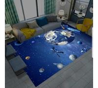 Tapis 3D Star Galaxie Planète Univers Motif Petit Tapis Salon Moderne Chambre Carre Antidérapant Enfant Ado Décoration ,Gamer Tapis de Chaise Bleu Noir Lavable (A,80 x 160 cm)