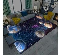 Tapis 3D Star Galaxie Planète Univers Motif Petit Tapis Salon Moderne Chambre Carre Antidérapant Enfant Ado Décoration Tapis,Gamer Tapis de Chaise Bleu Noir Lavable Antidérapant (E,80 x 160 cm)