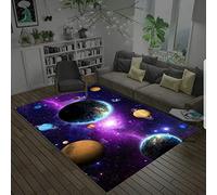 Tapis 3D Star Galaxie Planète Univers Motif Petit Tapis Salon Moderne Chambre Carre Antidérapant Enfant Ado Décoration Tapis,Gamer Tapis de Chaise Bleu Noir Lavable Antidérapant (D,80 x 160 cm)