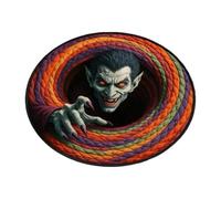 Tapis à Illusion Optique Tapis de Sol Rond Antidérapant Halloween 60 cm