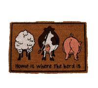 Tapis à imprimé aniaml en fibre de coco - Home is where the herd is - Marron - L 60,5 x l 40,2 cm