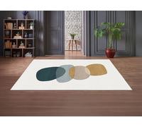 Tapis à motif abstrait 160 x 230 cm - Blanc, bleu, jaune - MONTELARA