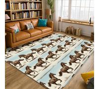 Tapis à motif cheval, rayures rustiques occidentales non marron à poils courts en éponge rectangulaire pour salon, chambre à coucher, couloir, bureau, décoration de bureau, 1,5 x 2,1 m