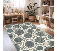 Tapis à motif floral, vintage, feuilles de vigne, printemps, bleu marine, à poils courts en éponge pour salon, chambre à coucher, salle de ortoir, 1,2 x 1,8 m