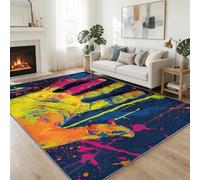 Tapis À Poils Courts Lavable 140 x 200 cm Paume Main Éclaboussure Encre Tapis Salon, Art Graffiti Doux Antidérapant Moquette pour Entrée Intérieur Chambre Cuisine Chambre d'enfant